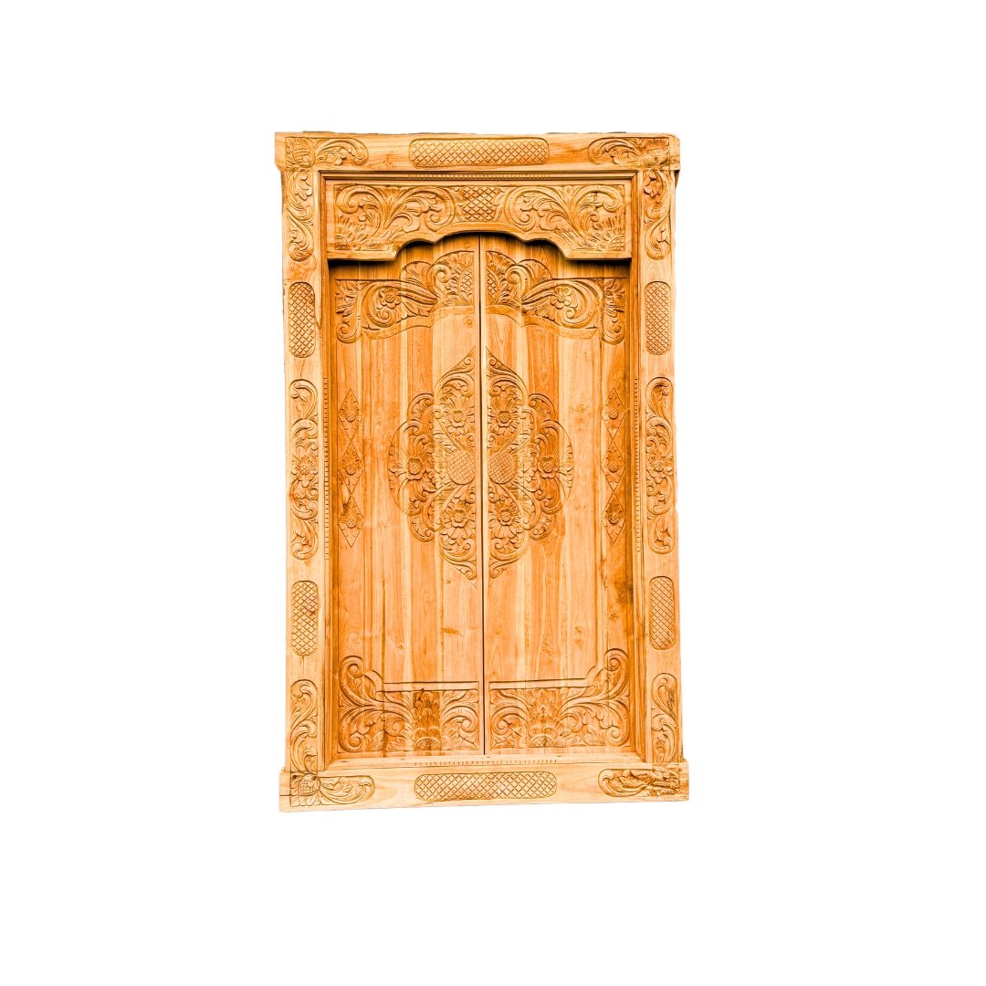 Recycled Balinese Natural Finish Teak Carved Door