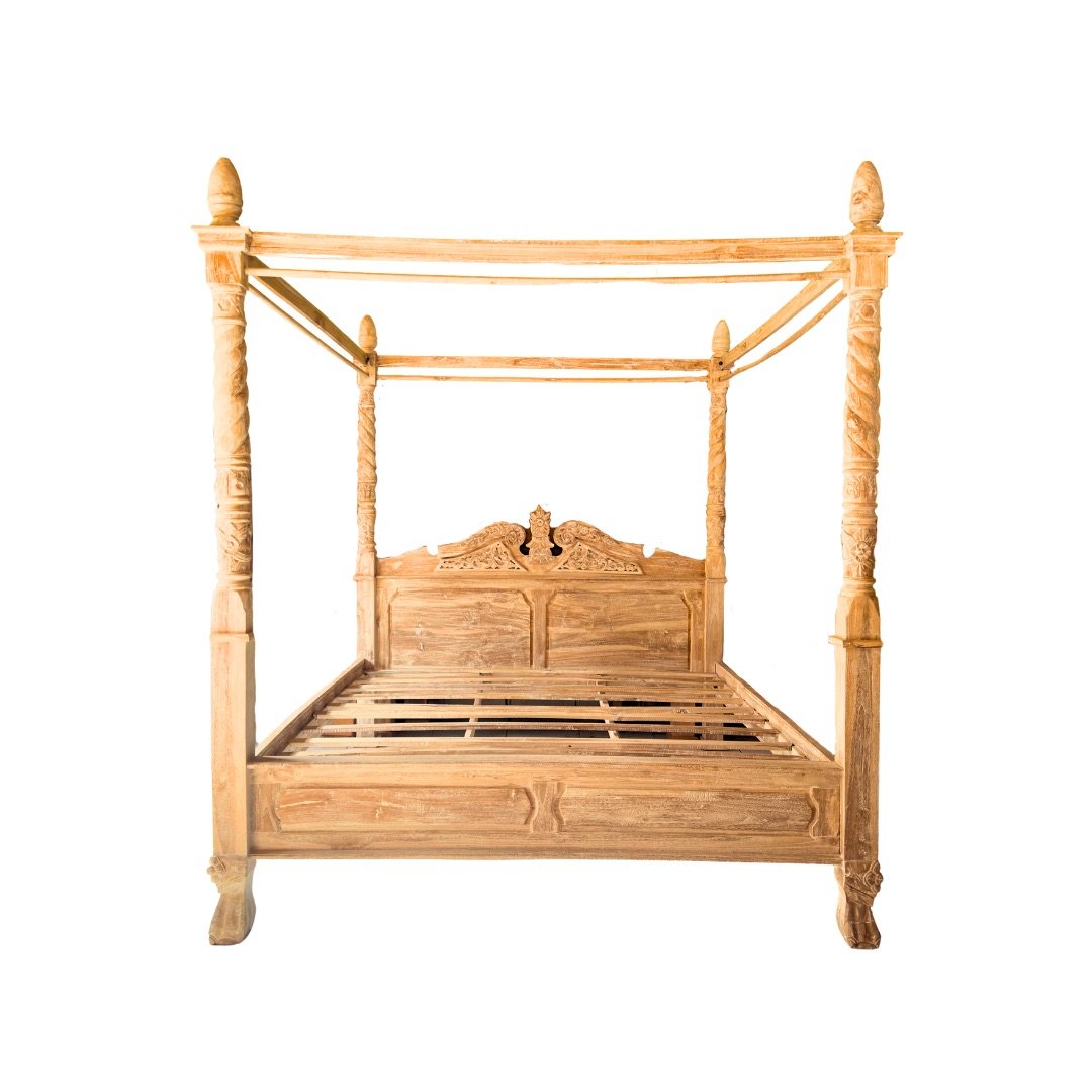 Balinese Carved Wooden Bed Frame